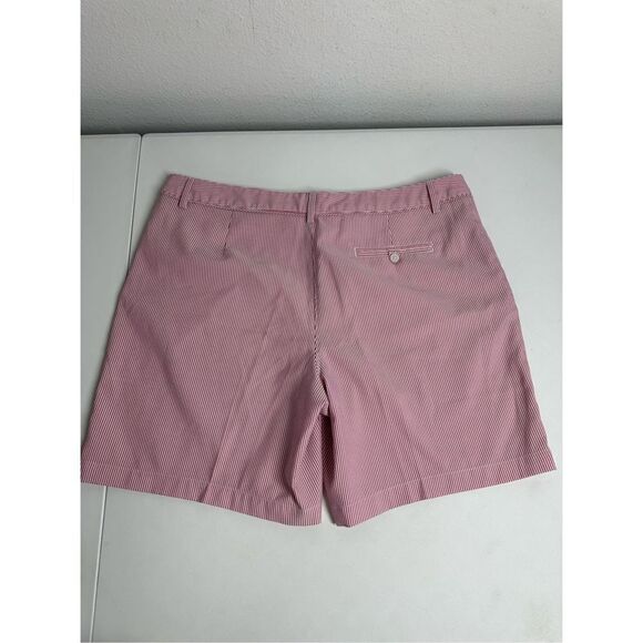 Lady Hagen Essential Seersucker Shorts Women's Size 12 Red White Striped Soft - Picture 9 of 10